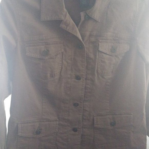 Style & Co Brown Cotton Jacket - Size Large - Picture 1 of 5